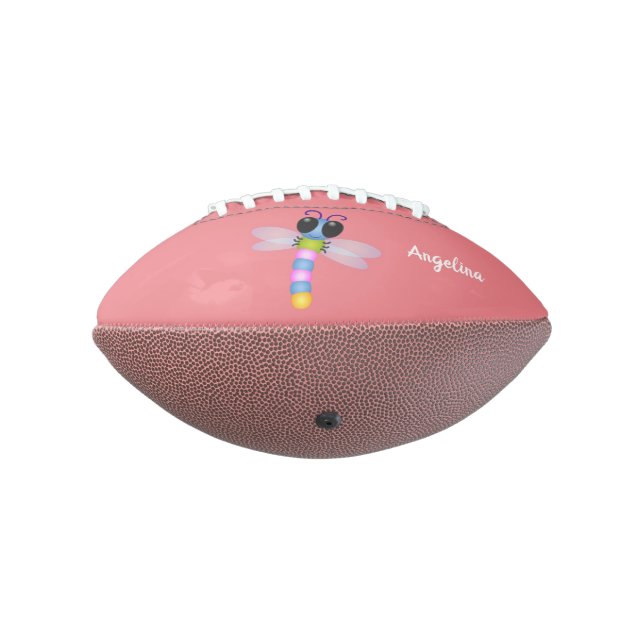 Ballon De Foot Illustration d'une libellule bleu et rose (Tourné à 270°)