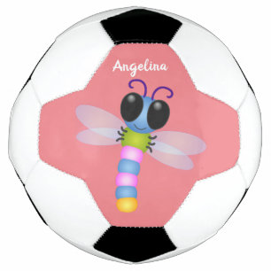 Ballon De Foot Illustration d'une libellule bleu et rose