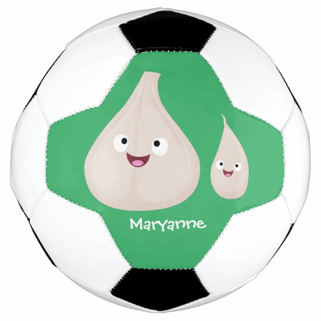 Ballon De Foot Illustration végétale de caricature à l'ail mignon (Devant)