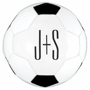 Ballon De Foot Initiales de couples modernes élégants Blanc & N