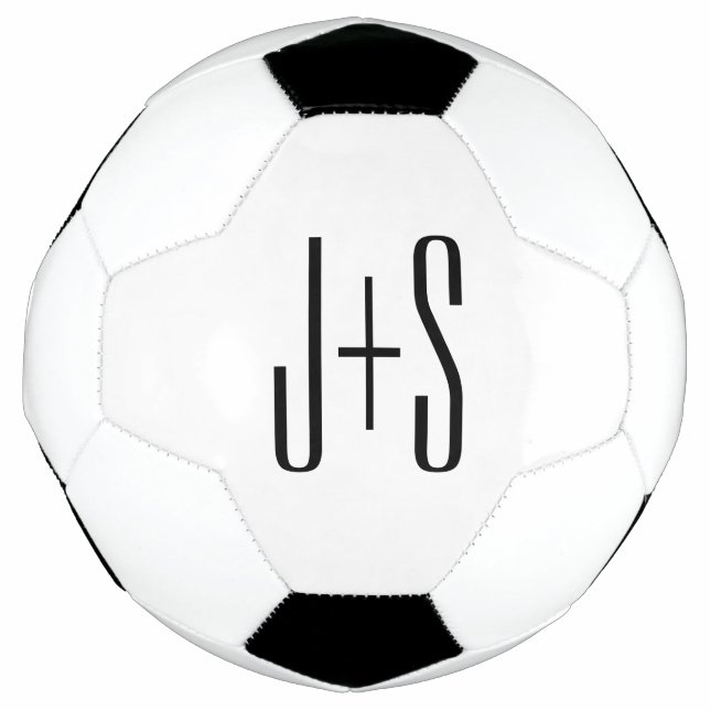 Ballon De Foot Initiales élégantes de couples modernes | Blanc et (Devant)