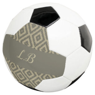 Ballon De Foot Initiales personnalisées gris brun motif de brique