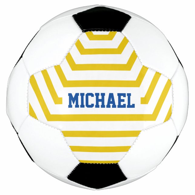 Ballon De Foot Jaune Fun Strips Nom personnalisé (Devant)