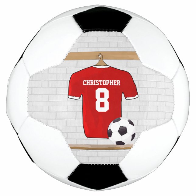 Ballon De Foot Jersey de football rouge et blanc personnalisé (Devant)