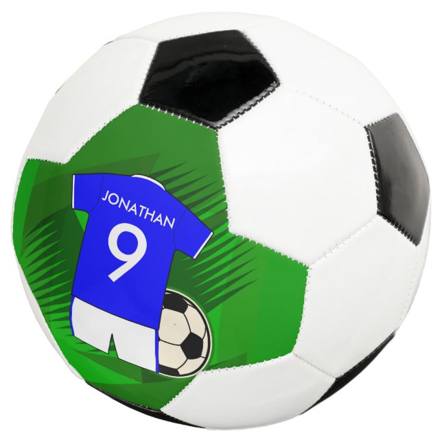 Ballon De Foot Jersey de soccer personnalisé bleu et blanc (3/4)