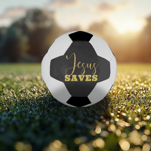 Ballon De Foot Jesus Saves Yellow Gold Parties scintillant (Créateur téléchargé)
