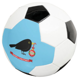 Ballon De Foot Joli merle avec une boule de Noël
