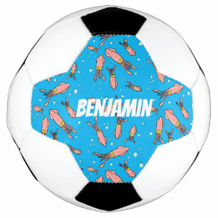 Ballon De Foot Joli motif caricature de calmar rose