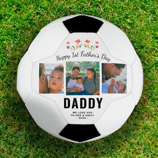 Ballon De Foot Joyeux 1er jour du Père Papa Keepsaké 3 Photo (Créateur téléchargé)