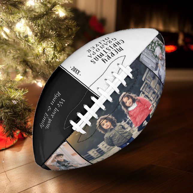 Ballon De Foot Joyeux Noël Grand-père 3 Photo Collage (Créateur téléchargé)