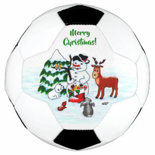 Ballon De Foot Joyeux Noël ! Snowman avec amis