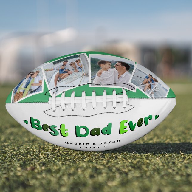 Ballon De Foot Keepsaké 4 photo tendance 'Meilleur Papa Jamais' (Créateur téléchargé)