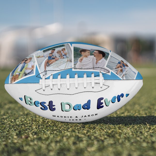Ballon De Foot Keepsaké 4 photo tendance 'Meilleur Papa Jamais' (Créateur téléchargé)