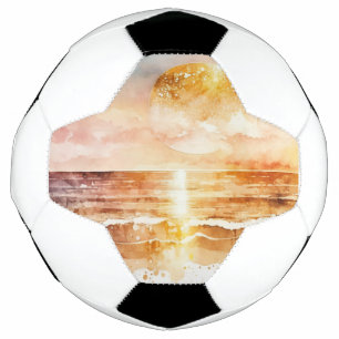 Ballon De Foot La série de plage à l'aquarelle Design 1