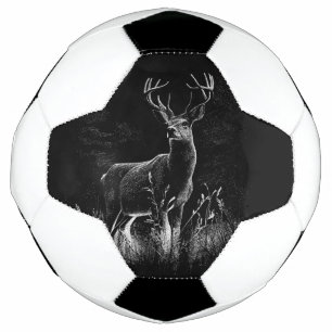 Ballon De Foot Le cerf majestueux en pleine nature - Art noir et