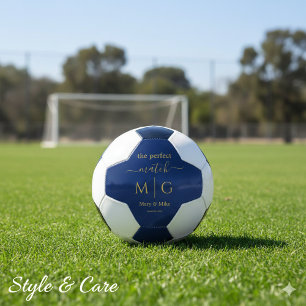 Ballon De Foot Le Monogramme Parfait Balle de Foot Navy Couple