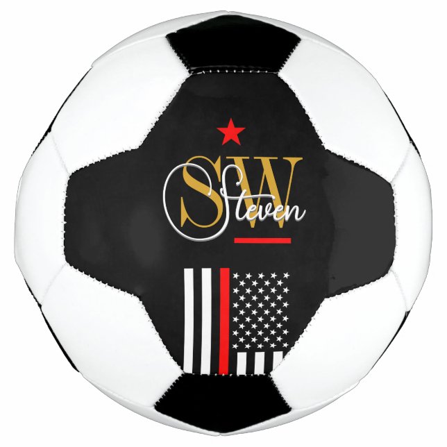 Ballon De Foot Ligne rouge & Nom monographique / Signature modern (Devant)