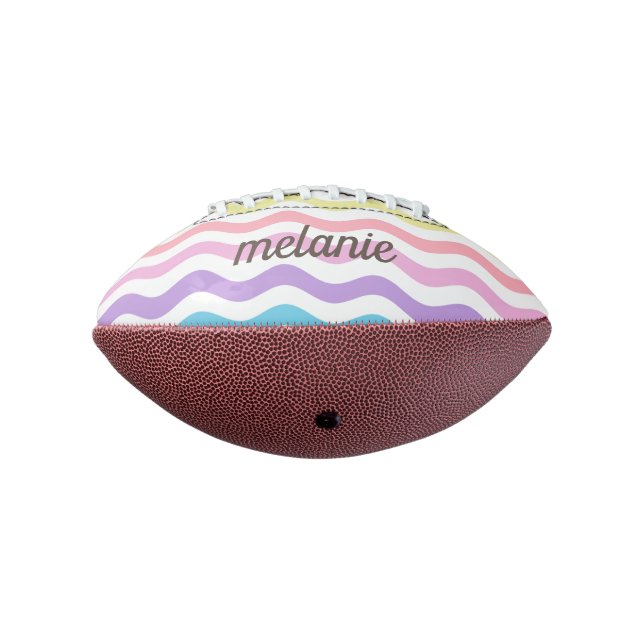Ballon De Foot Lignes modernes Wavy | Pastel Waves Mini personnal (Tourné à 270°)