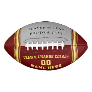 Ballon De Foot Maroon and Gold Custom Printed Football with PHOTO
