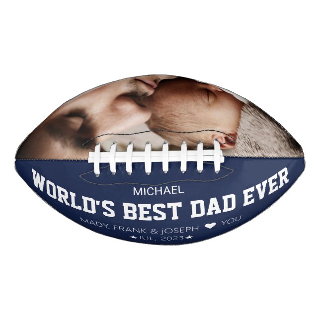 Ballon De Foot Meilleur DAD au monde Cool moderne blanc et bleu (Devant)