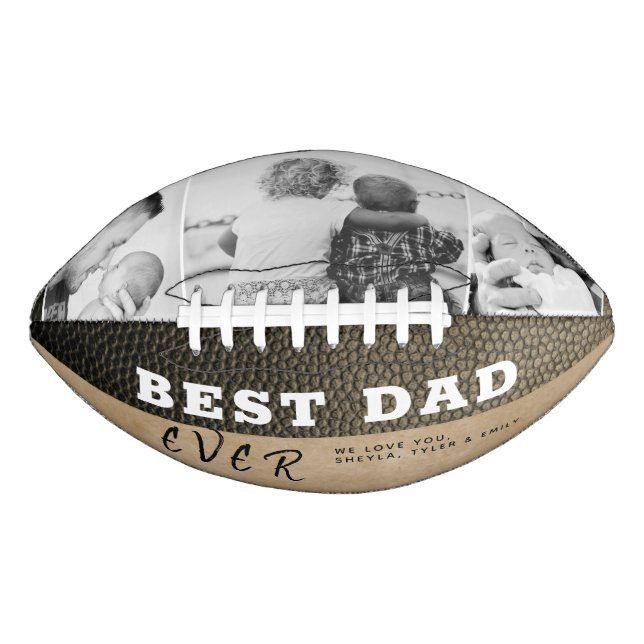Ballon De Foot Meilleur papa Cuir Imprimer 3 Photo Collage (Devant)