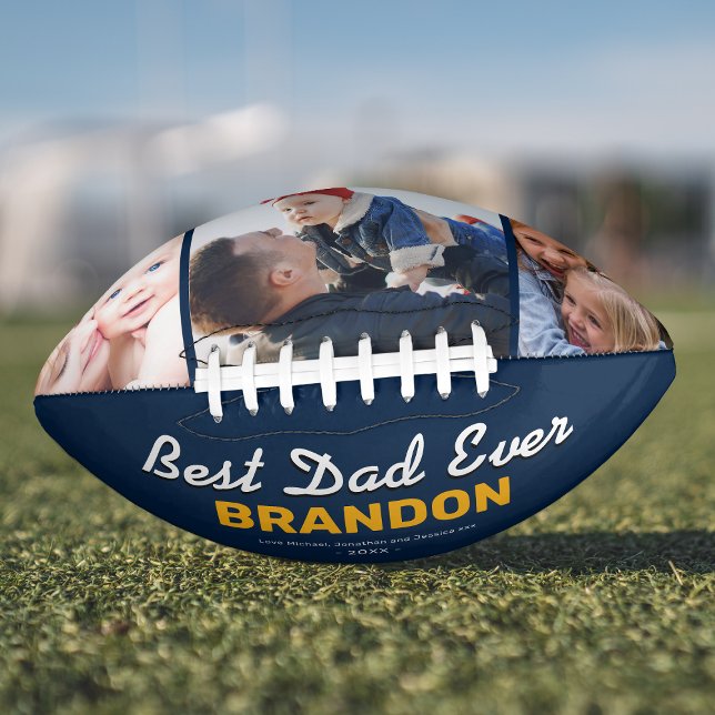 Ballon De Foot Meilleur papa jamais bleu photo personnalisée (Créateur téléchargé)