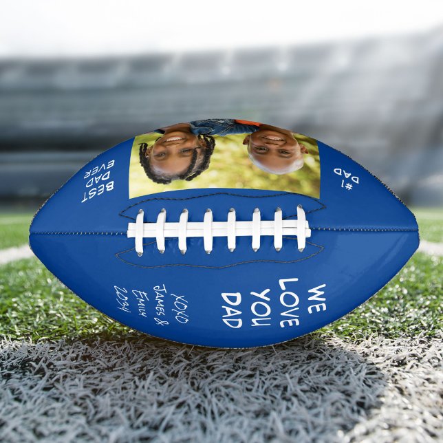 Ballon De Foot Meilleur papa Jamais Personnalisé Noms Photo Bleu (Créateur téléchargé)