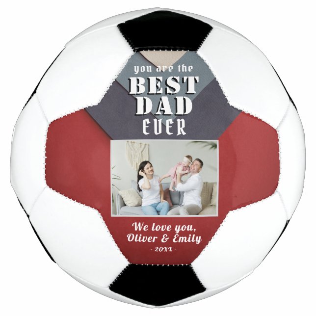 Ballon De Foot Meilleur papa Rouge Bleu (Devant)