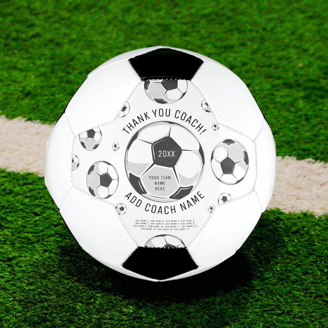 Ballon De Foot Merci Entraîneur de football Noir & Blanc Joueurs  (Créateur téléchargé)