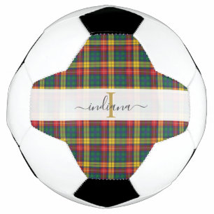 Ballon De Foot Monogram Script Nom Clan Buchanan Tartan à Carreau