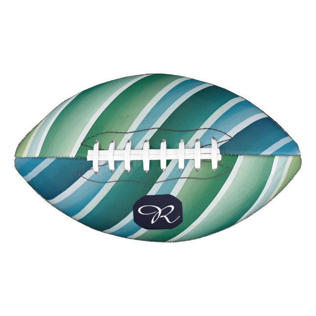 Ballon De Foot Monogramme Abstrait Blue Green Football (Devant)