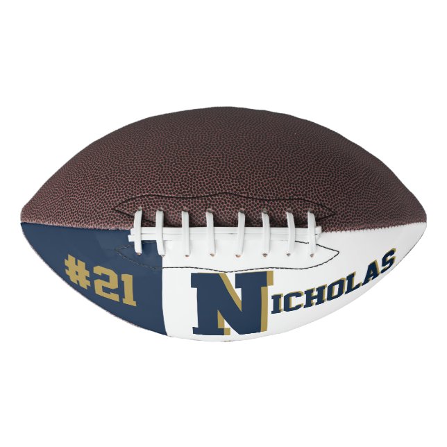 Ballon De Foot Monogramme bleu et or (Devant)