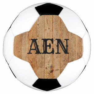 Ballon De Foot Monogramme Bois rustique Pays Brown Noir
