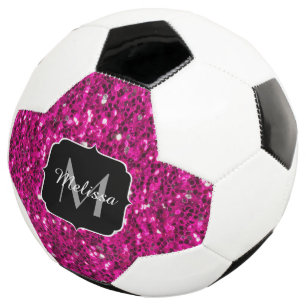 Ballon De Foot Monogramme de parties scintillant étincelante rose