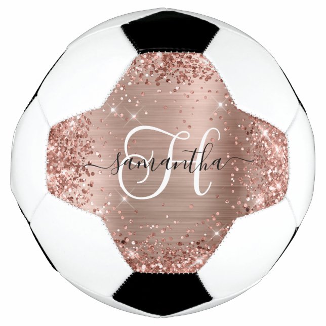 Ballon De Foot Monogramme doré Rose Glitter (Devant)