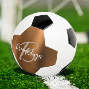 Ballon De Foot Monogramme écriture bronzage métal brossé orange b