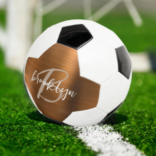 Ballon De Foot Monogramme écriture bronzage métal brossé orange b