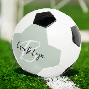 Ballon De Foot Monogramme écriture noir et blanc Vert sauge