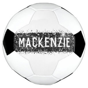 Ballon De Foot Monogramme en bande noire Nom personnalisé personn