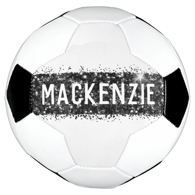 Ballon De Foot Monogramme en bande noire Nom personnalisé personn (Tourné)