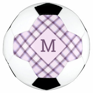 Ballon De Foot Monogramme et nom personnalisés Plaid / Motif Tart