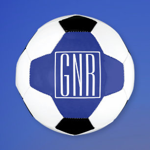 Ballon De Foot Monogramme Initiales 3 Moderne Gras Blanc Sur Bl