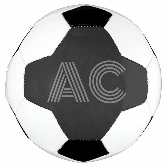 Ballon De Foot Monogramme moderne gris et noir (Devant)