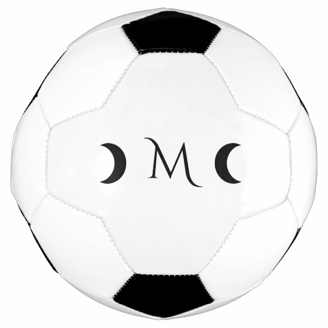 Ballon De Foot Monogramme noir et blanc moderne des lunes de croi (Devant)