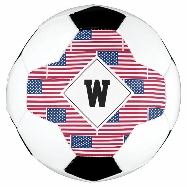 Ballon De Foot Monogramme patriotique AMERICAN FLAG balle de foot (Devant)