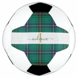 Ballon De Foot Monogramme Russe Plaid Nom du script Tartan
