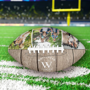 Ballon De Foot Monogramme rustique Bois clair Photo Collage Footb