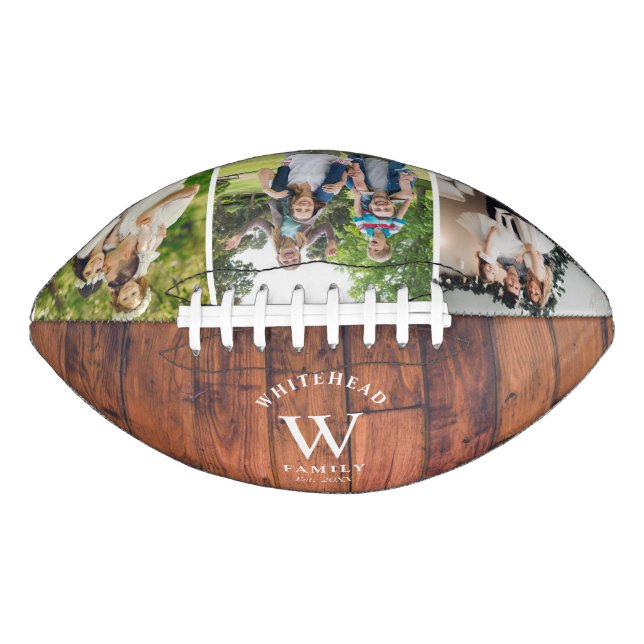 Ballon De Foot Monogramme rustique Bois photo Collage Football (Devant)