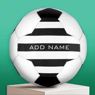 Ballon De Foot Motif à rayures noir et blanc avec nom