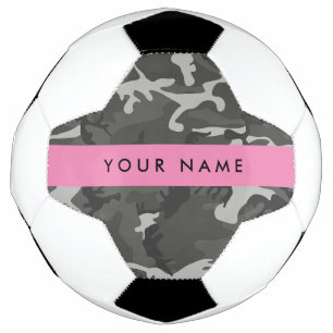 Ballon De Foot Motif de camouflage gris, Votre nom, Personnaliser